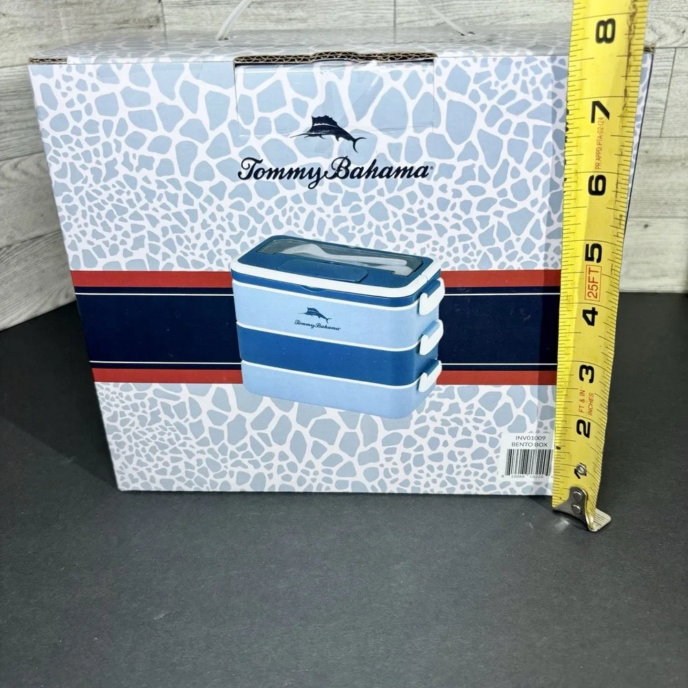 NIB Tommy Bahama Bento‎ Box/Lunch Box w/Handle, 3 Tier, Leak-proof, Plastic